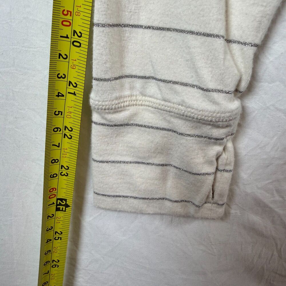 T by Talbots Mockneck Long Sleeve Top Cream Metallic Silver - Picture 8 of 8